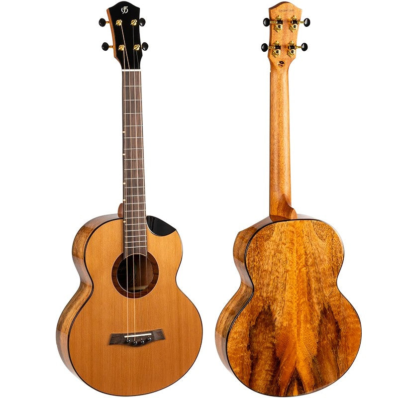 Flight Lily Baritone EQ-A Elektrisch-Akoestische Baritone Ukulele met Solid Cedar Top, Mango Body en Stalen Snaren