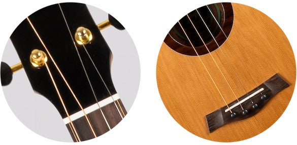 Flight Lily Baritone EQ-A Elektrisch-Akoestische Baritone Ukulele met Solid Cedar Top, Mango Body en Stalen Snaren