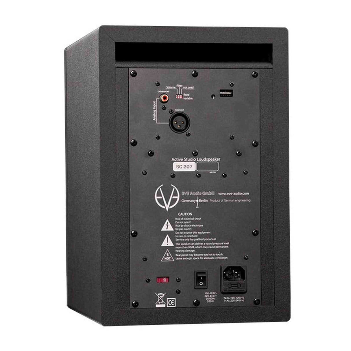 EVE Audio SC207 All Black actieve 2-weg studiomonitor 6,5 inch 150W 44Hz-21kHz 106 dB met DSP SMART-knob