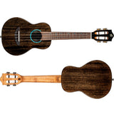 Flight Iris Tinta Concert TBK Ukulele met All Solid Mahogany Body, Rosewood Toets en Fluorocarbon Snaren, Transparent Black