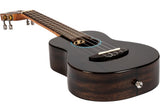 Flight Iris Tinta Concert TBK Ukulele met All Solid Mahogany Body, Rosewood Toets en Fluorocarbon Snaren, Transparent Black