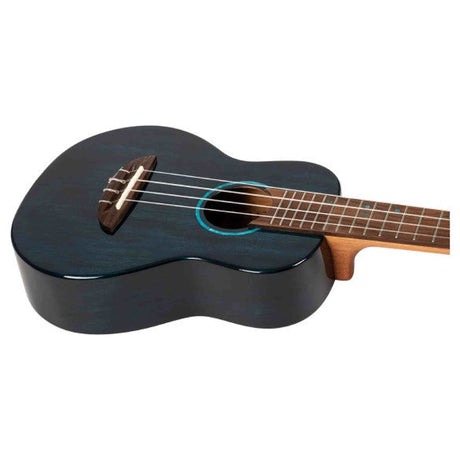 Flight Iris Tinta Concert TDB Ukulele met All Solid Mahogany Body, Rosewood Toets en Fluorocarbon Snaren, Transparent Blue