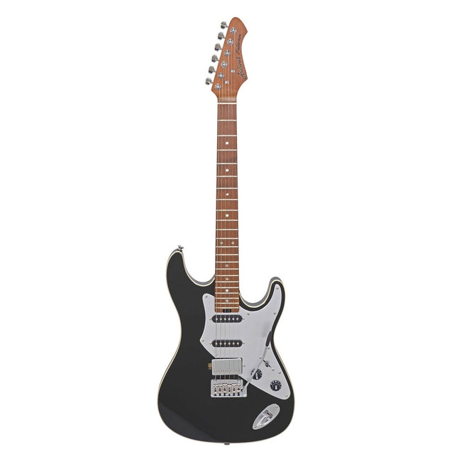 Aria 714-GTR Hot Rod Collection Fullerton zwarte elektrische gitaar met aluminium slagplaat