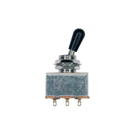 Boston SW-5-CB toggle switch 3-way, block shape, black knob, nickel