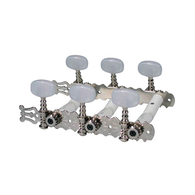 Boston 129 Machine Heads voor Klassieke Gitaar - Nylon Shaft, Nikkel Afwerking, Pearloid Knoppen