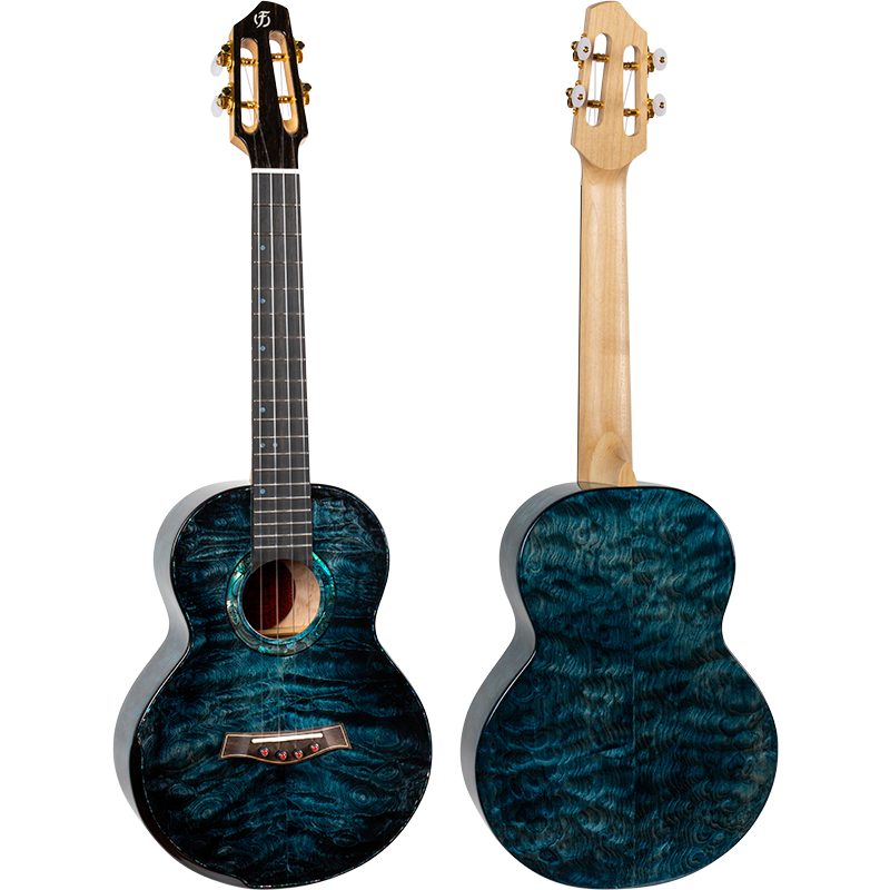 Flight A10QM A10 Volmassief Tenor Ukulele - Gequilte Esdoorn Blauw