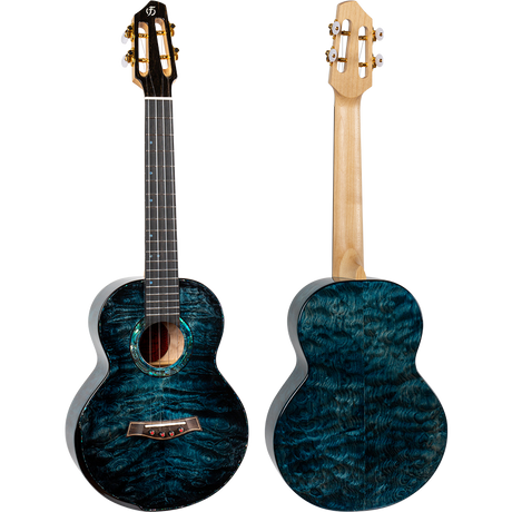 Flight A10QM A10 Volmassief Tenor Ukulele - Gequilte Esdoorn Blauw