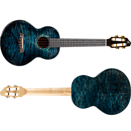 Flight A10QM A10 Volmassief Tenor Ukulele - Gequilte Esdoorn Blauw