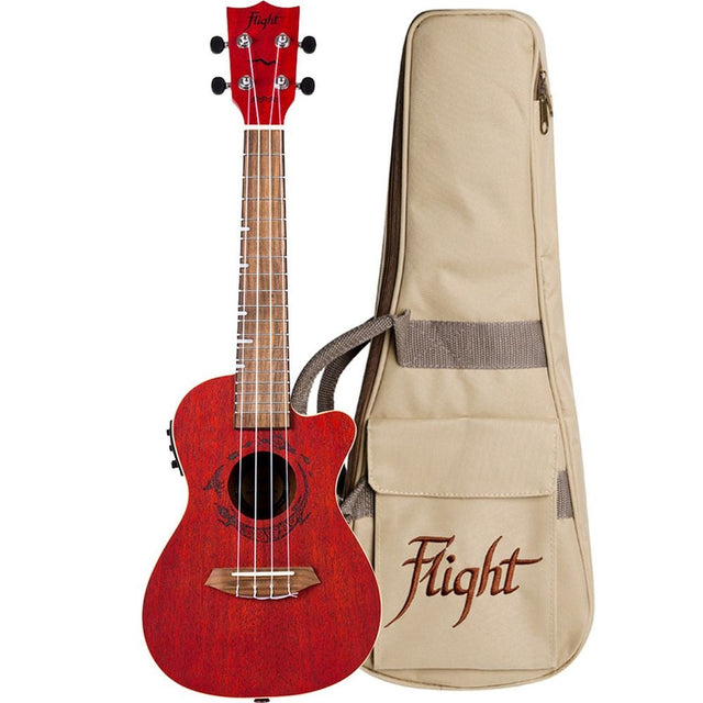 Flight ALMDUC380CCEQ Gemstone DUC380 Elec Con Ukulele - Coral