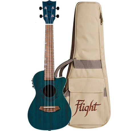 Flight ALMDUC380TCEQ Gemstone DUC380 Elec Con Ukulele - Topaz