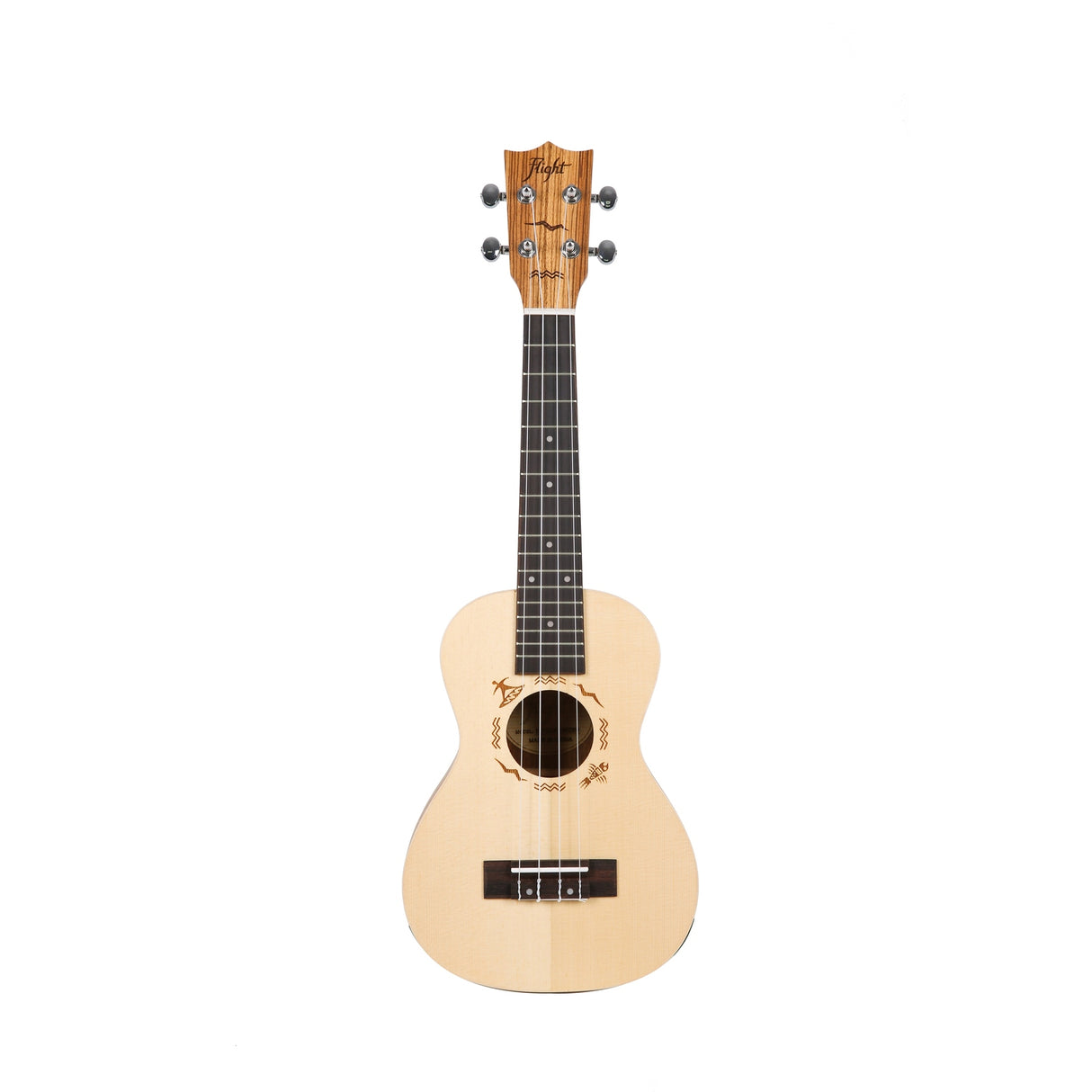 Flight ALMDUC525 DUC525 Concert Massieve Top Ukulele - Zebrano B&S