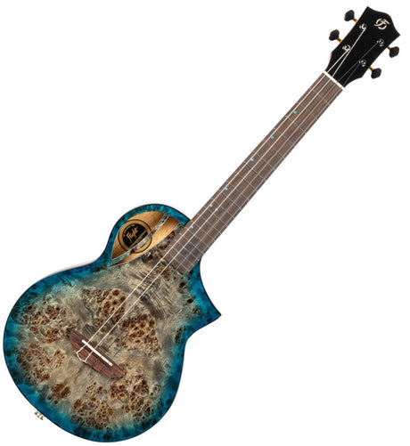 Flight Aviator Galaxy Baritone BL CE All Solid Poplar/Mango Cosmic Blue Elektro Akoestische Ukulele