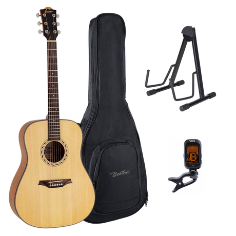 Bromo BAB1 Blanc Series Gitaarset – Dreadnought met Gigbag, Standaard en Tuner