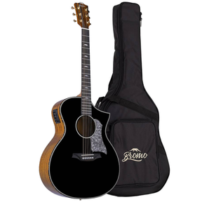 Bromo BAN4CE/BK Denali Series Hillside Auditorium Cutaway Massief Bovenblad Elektro-Akoestische Gitaar black Hoogglans met Tas