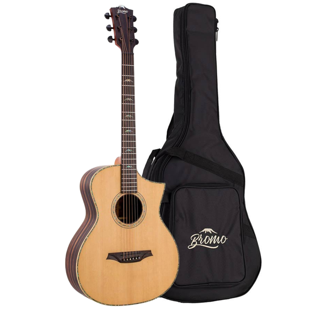 Bromo BAR5CE Rocky Mountain Series concert semi Hillside concert All Solid Akoestische Gitaar Satijn met Tas