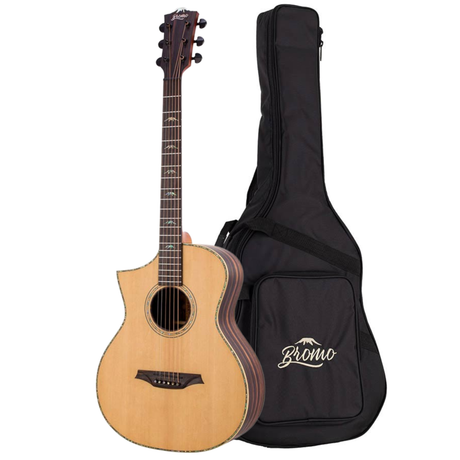 Bromo BAR5CEL Rocky Mountain Series concert semi All Solid Akoestische Gitaar Satijn met Tas