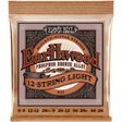 Ernie Ball 2153 Earthwood Fosforbrons Akoestische Gitaarsnaren 12-Snarig Light 9–46