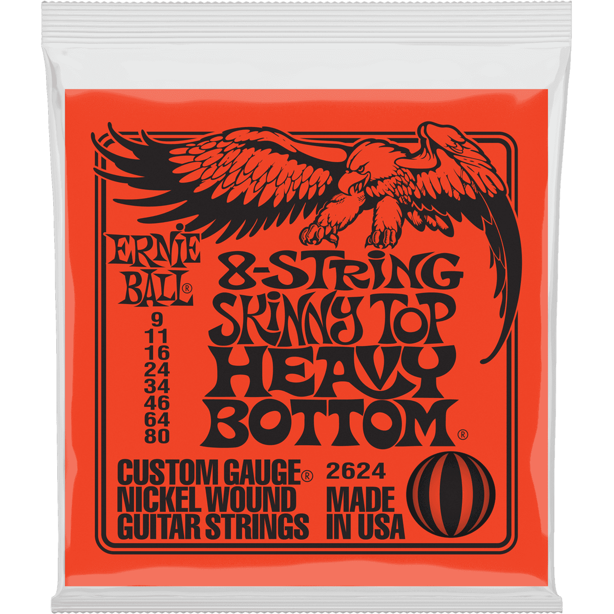 Ernie Ball 2624 Skinny Top Heavy Bottom elektrische gitaarsnaren 8-snarig (009-080)