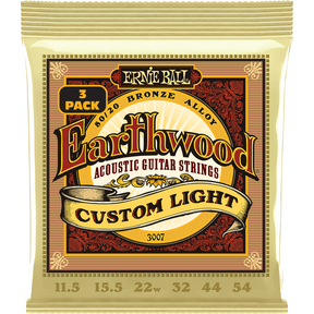 Ernie Ball 3007 Akoestische Gitaarsnaren 80/20 Brons Custom Light 11.5–54 3-Pack