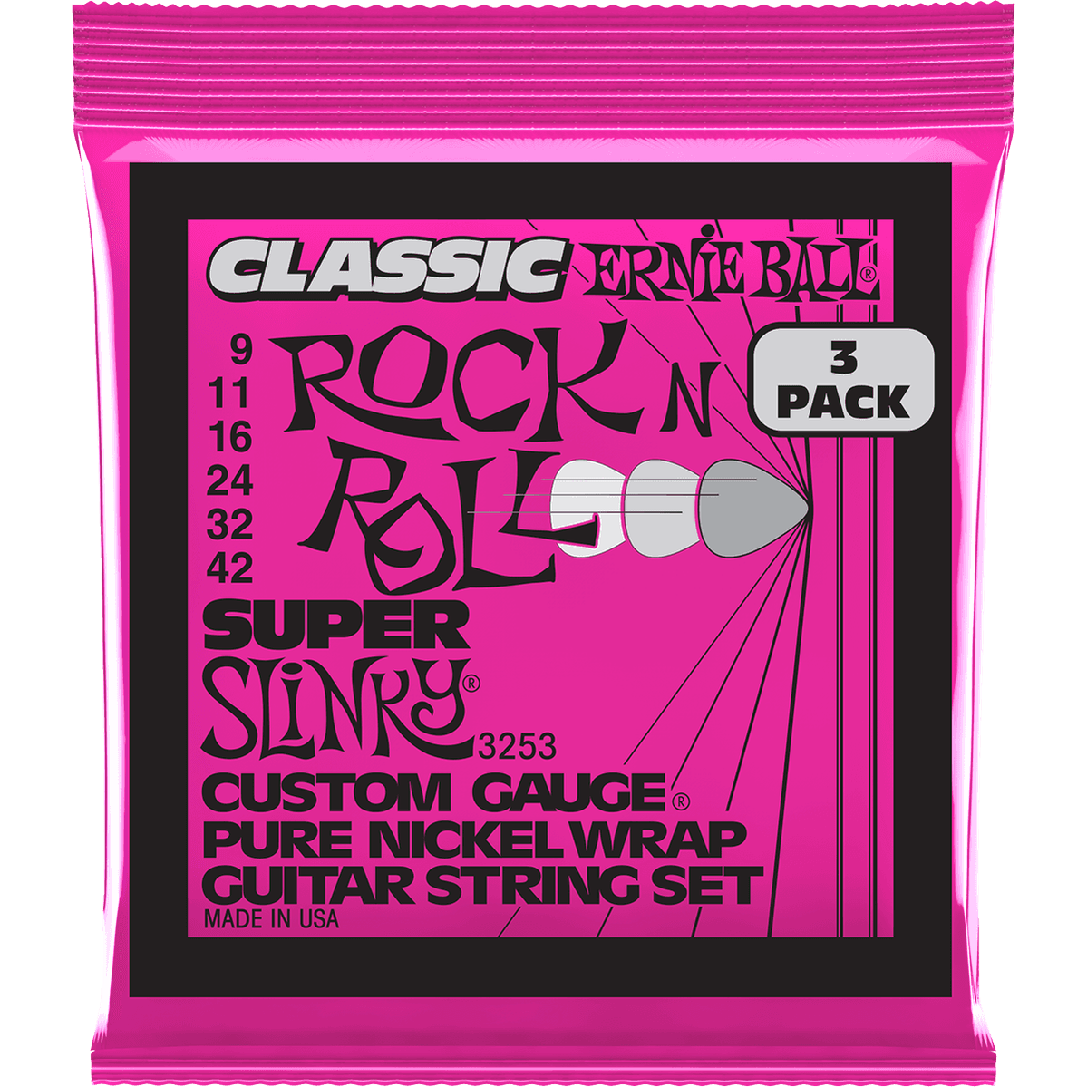Ernie Ball 3253 Super Slinky elektrische gitaarsnaren 3-pack (009-042)