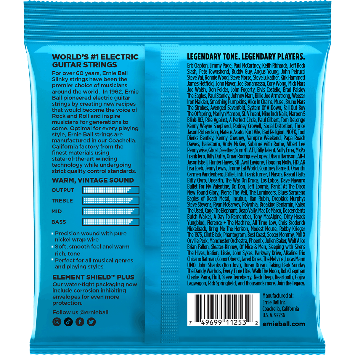 Ernie Ball 3255 Extra Slinky elektrische gitaarsnaren 3-pack (008-038)