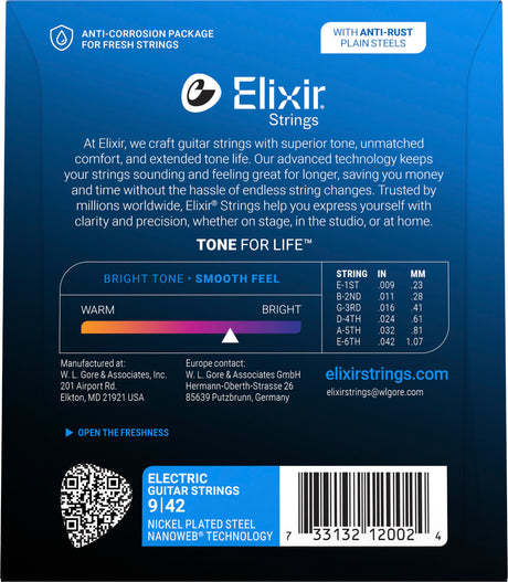 Elixir 12002 Nanoweb elektrische gitaarsnaren Extra Light 009-042