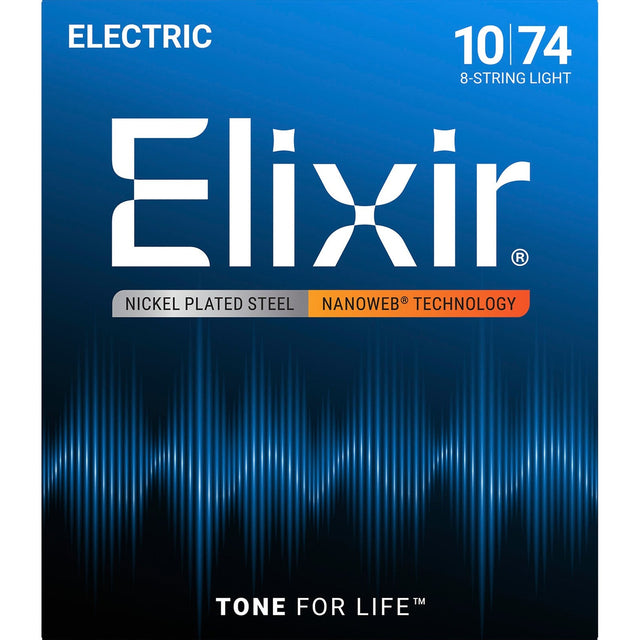 Elixir 12062 Nanoweb elektrische gitaarsnaren Light 8-String 010-074