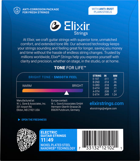 Elixir 12102 Nanoweb elektrische gitaarsnaren Medium 011-049