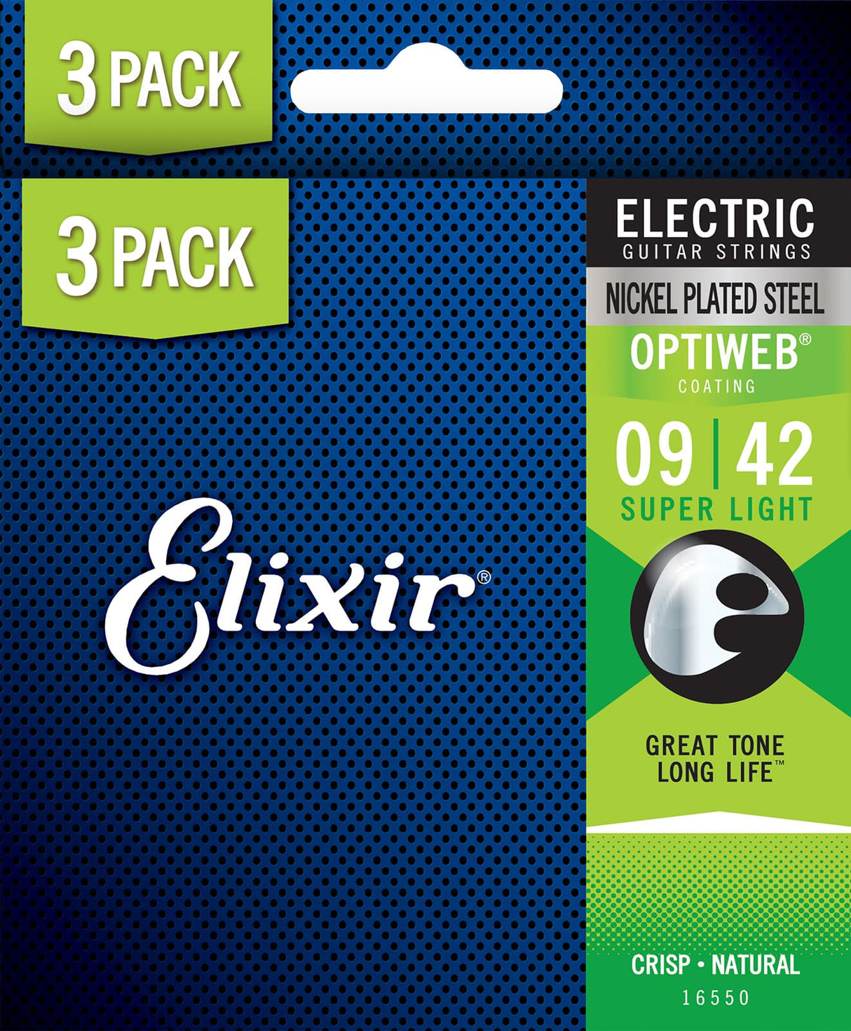 Elixir 16550 Nanoweb elektrische gitaarsnaren 3-Pack Super Light 009-042