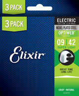 Elixir 16550 Nanoweb elektrische gitaarsnaren 3-Pack Super Light 009-042