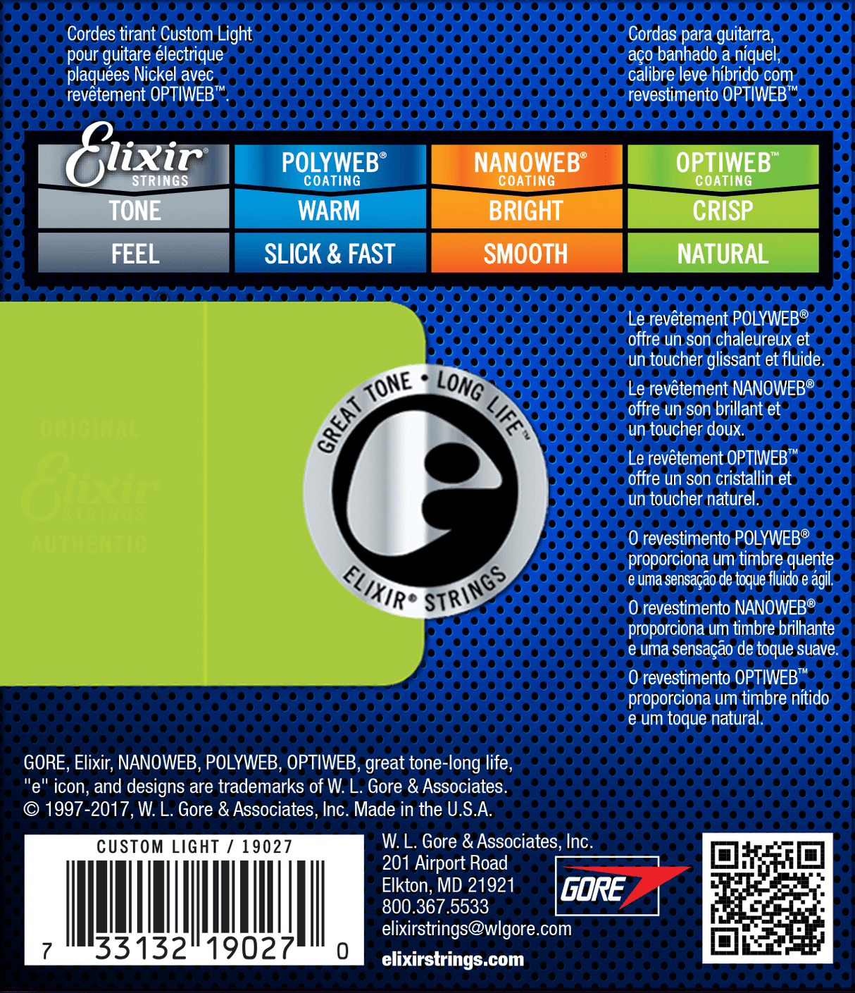 Elixir 19027 Optiweb elektrische gitaarsnaren Custom Light 009-046