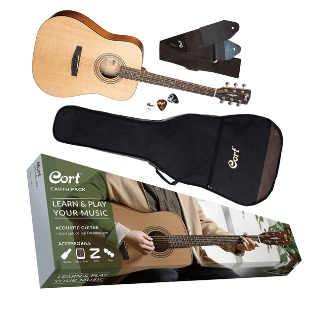 CORT COETPACKOP Folkgitaar, Earth Pack, Open Pore, Tas, Apparatuur