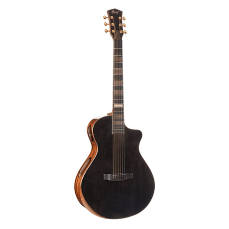 CORT COMDRNBKTBKC Folkgitaar, Modern Black, Trans Black Gloss, Preamp, koffer