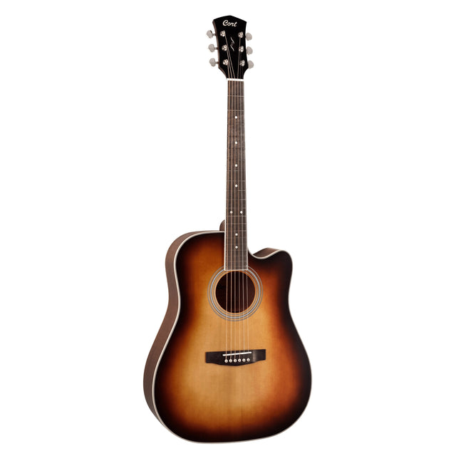 CORT COPUREDCFLBT Western gitaar, PURE-DC, Satin Light Burst Top Natural Satin Body