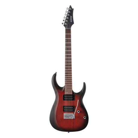 CORT COX100OPBB elektrische Gitaar, X-100, Open Pore Black Cherry Burst