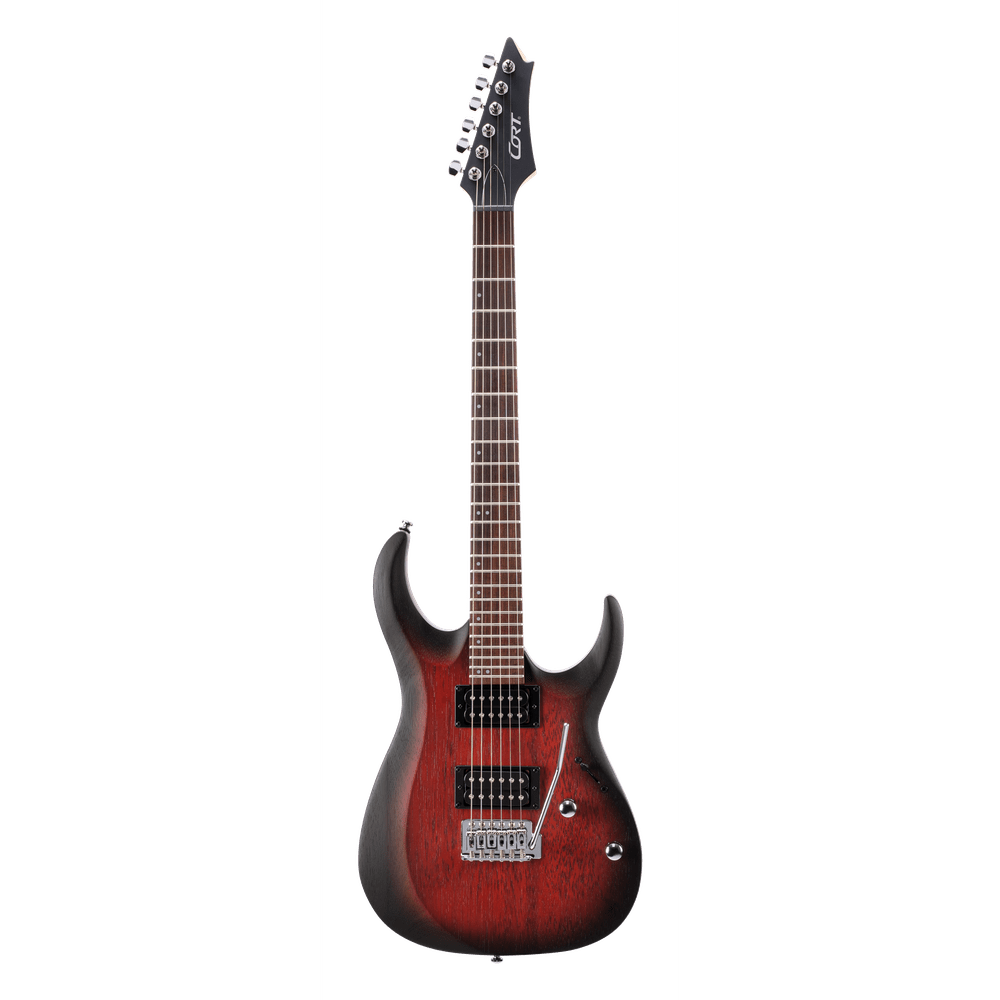 CORT X100OPBB elektrische Gitaar Open Pore Black Cherry Burst