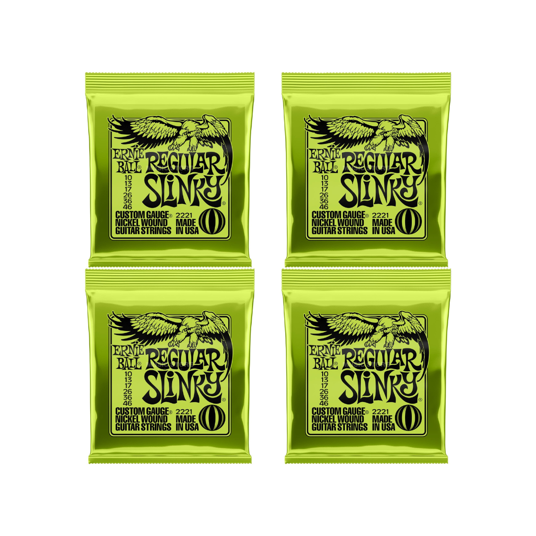 Ernie Ball 2221 Regular Slinky Snaren bundel van 4 sets