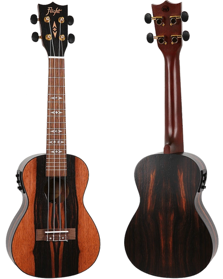 Flight DUC460 EQ Concert Ukulele – Elektro-akoestisch, Amara hout, met FU-T3 Pickup