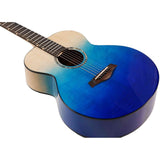 Flight PIXI TBL Reisgitaar met Flamed Maple Body Transparent Blue