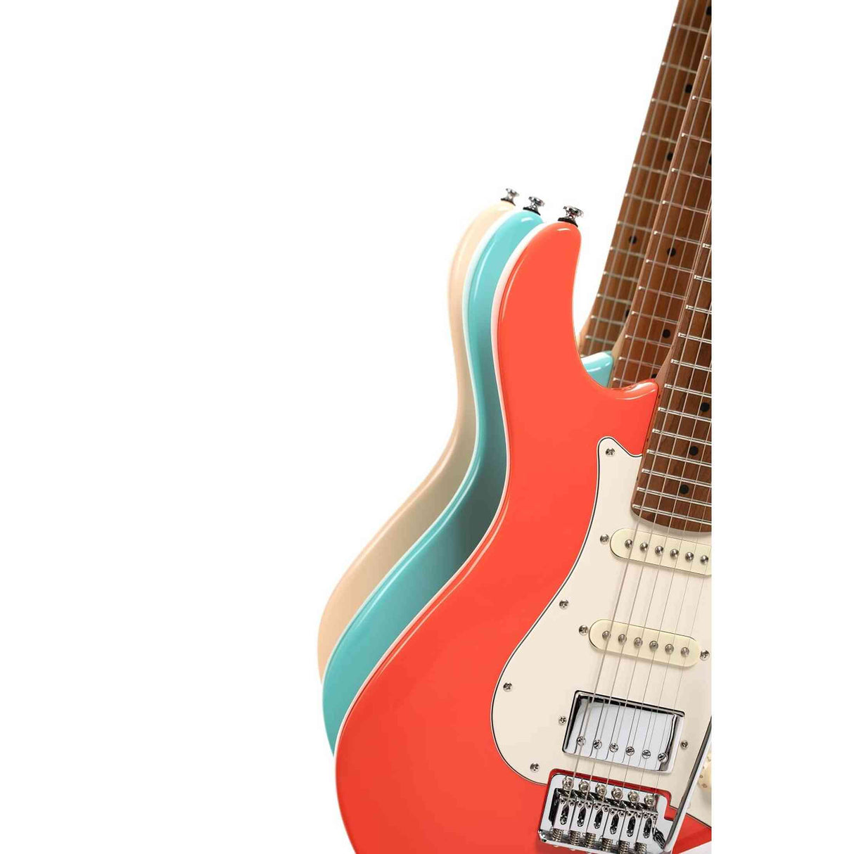 Cort G200SE SRD Elektrische Gitaar HSS Populier met Roasted Maple Hals Scarlet Red en Tremolo