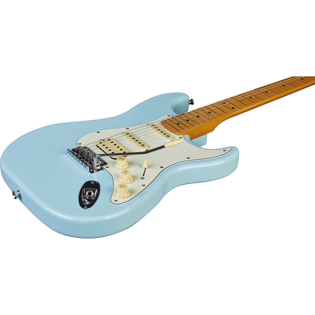 EKO ST351 BLU elektrische gitaar blauw, HSS pickups, esdoorn toets, 22 frets, vibrato