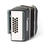 HOHNER A2931 XS Knopaccordeon- 21 knoppen en 15 bassen Grijs‑Wit met gigbag en volwassen draagriem