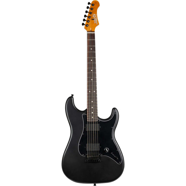 JET JS-400 MBK R S-style Elektrische Gitaar HH Tremolo Rosewood Toets Mat Zwart