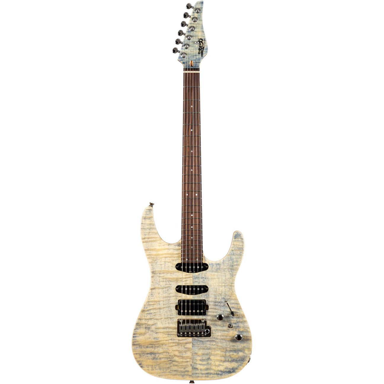 JET JS-45 Indigo Gray S-style Elektrische Gitaar HSS Flame Maple Top Rosewood Toets Indigo Grijs