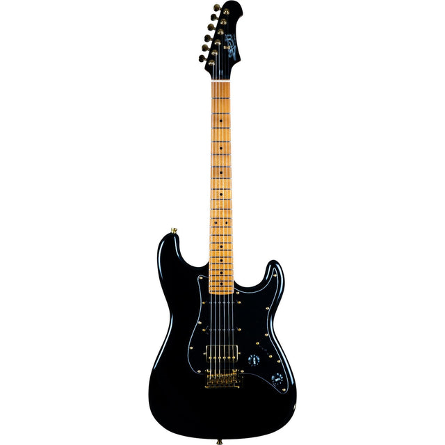 JET JS-400 BK G S-style Elektrische Gitaar HSS Tremolo Goud Hardware Zwart