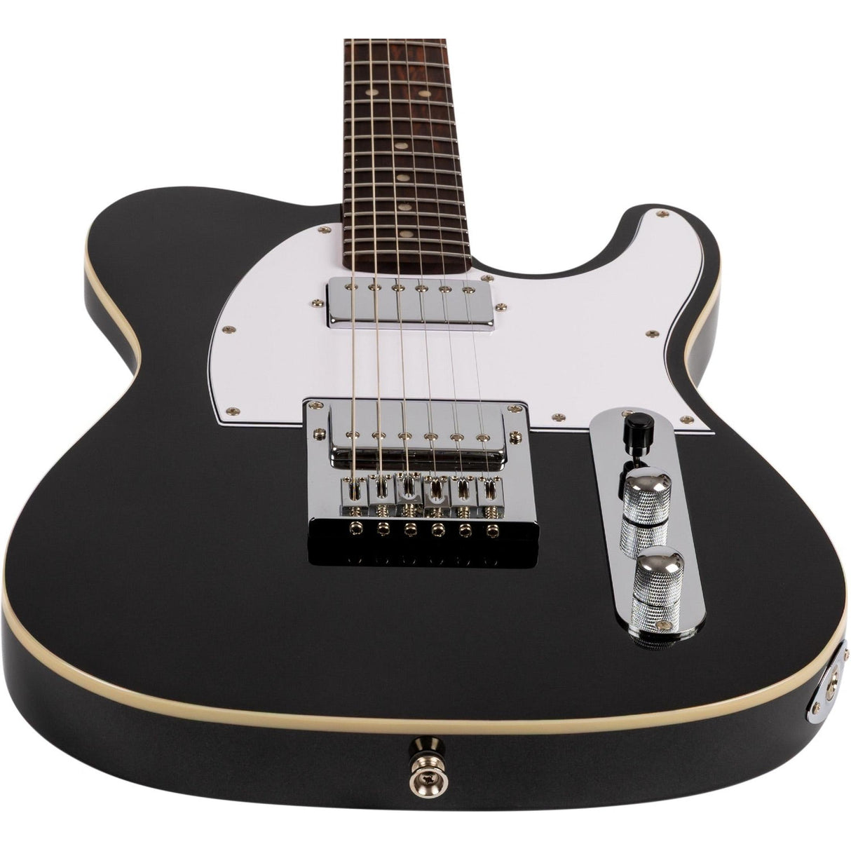 JET JT-350 BKM H T-style Elektrische Gitaar HH Alnico Locking Tuners Rosewood Toets Metallic Zwart