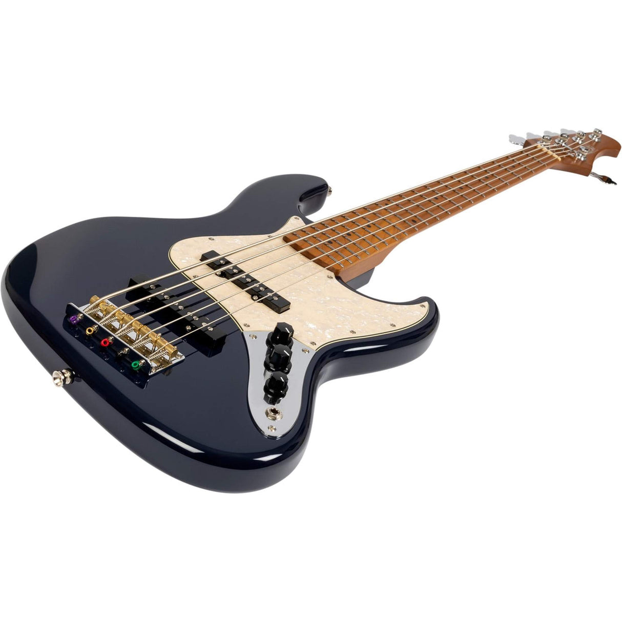 JET JJB-305 DBL JB-style 5-snarige Elektrische Bas Roasted Maple Diep Blauw