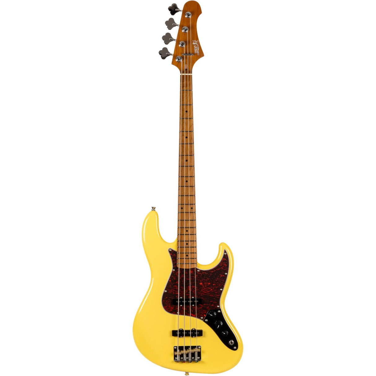 JET JJB-300 VYW JB-style Elektrische Bas 4-snarig Roasted Maple Vintage Geel