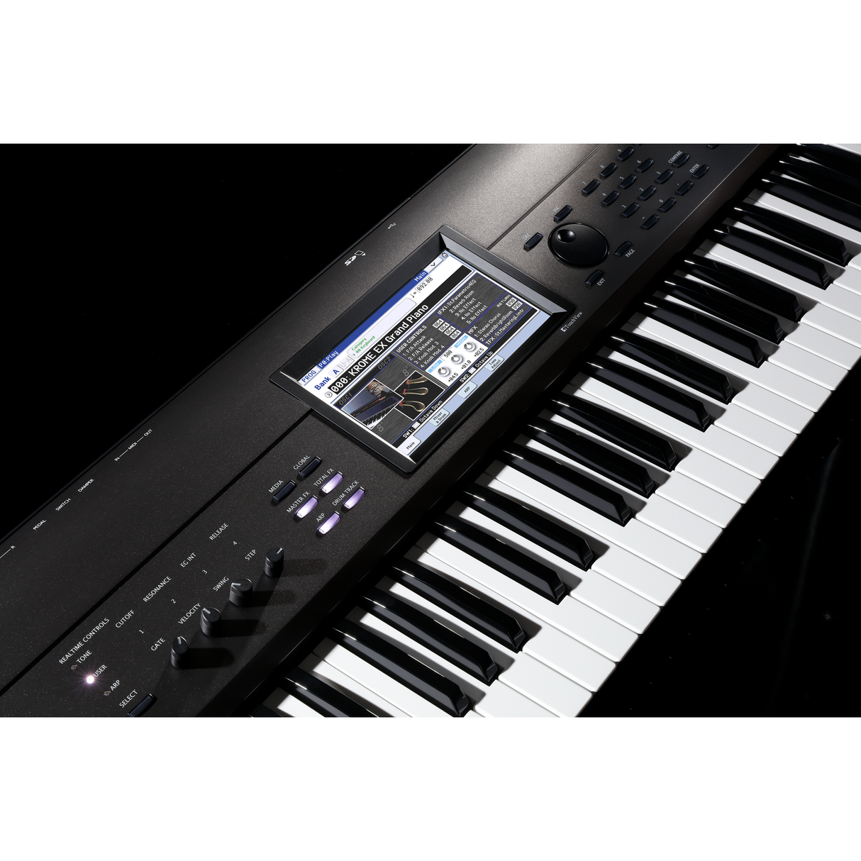 KORG KROME EX 88 Synthesizer – 88 gewogen toetsen, uitgebreide EDM-soundset, USB, grijs-metallic