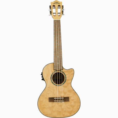 LANIKAI LKUQM-NACET Tenorukelele, Quilted Maple-serie,natuur,cutaway,voorversterke